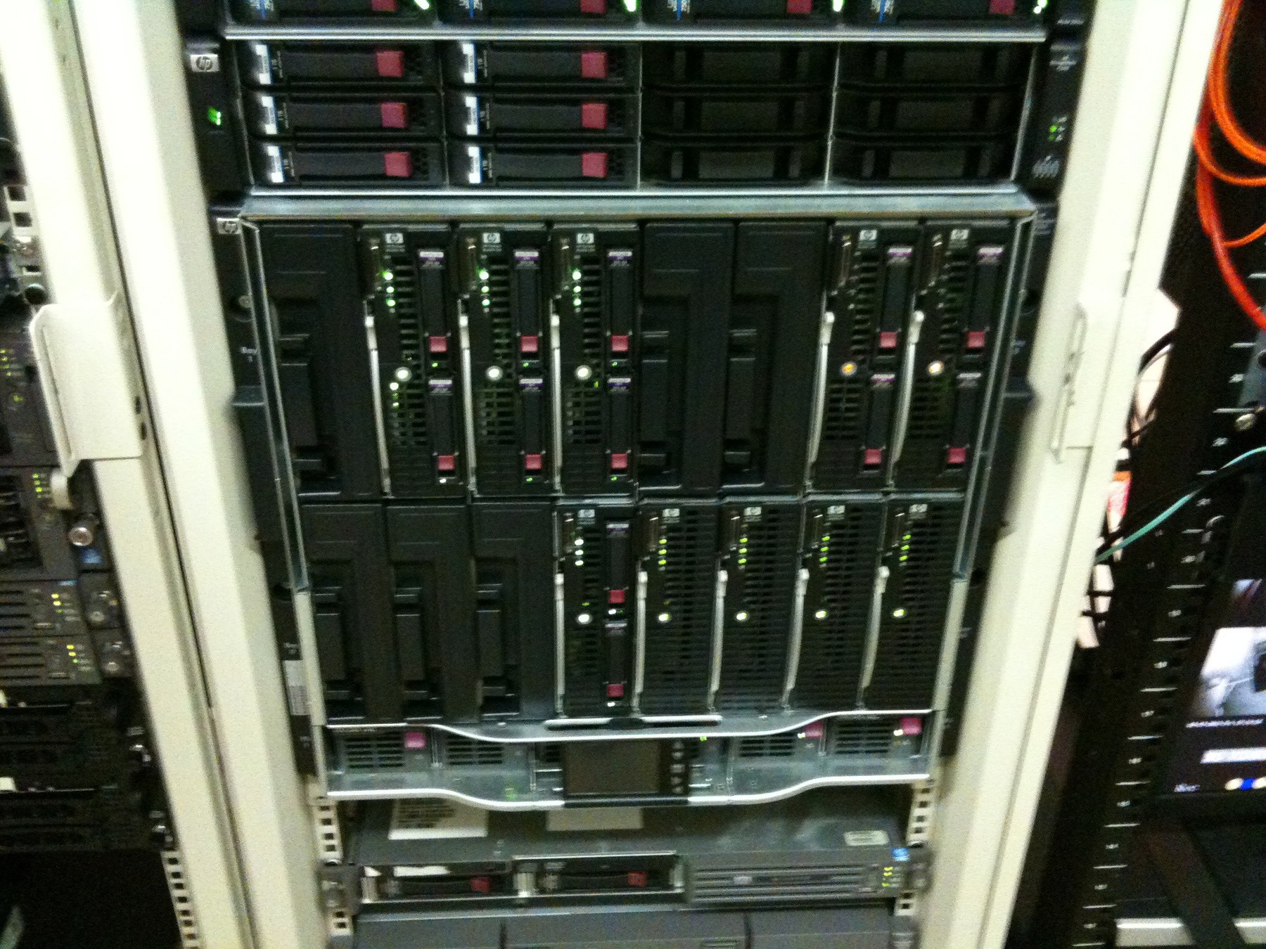 HP BladeSystem chassis used in the manufacturing infrastructure
